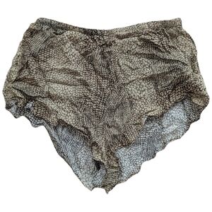 Zara Brown Black Snakeskin Elastic Cheekster Shorts Size Small